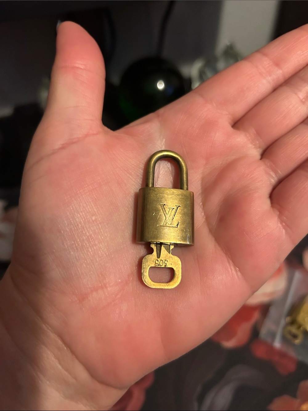 #305 Louis Vuitton Gold-tone Padlock with Key